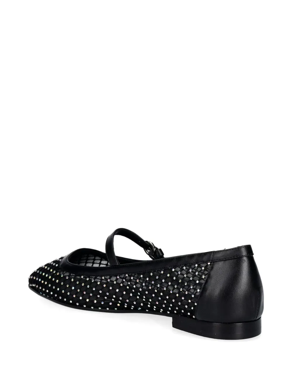 Pollini Nina crystal-embellished mesh ballet flats Zwart
