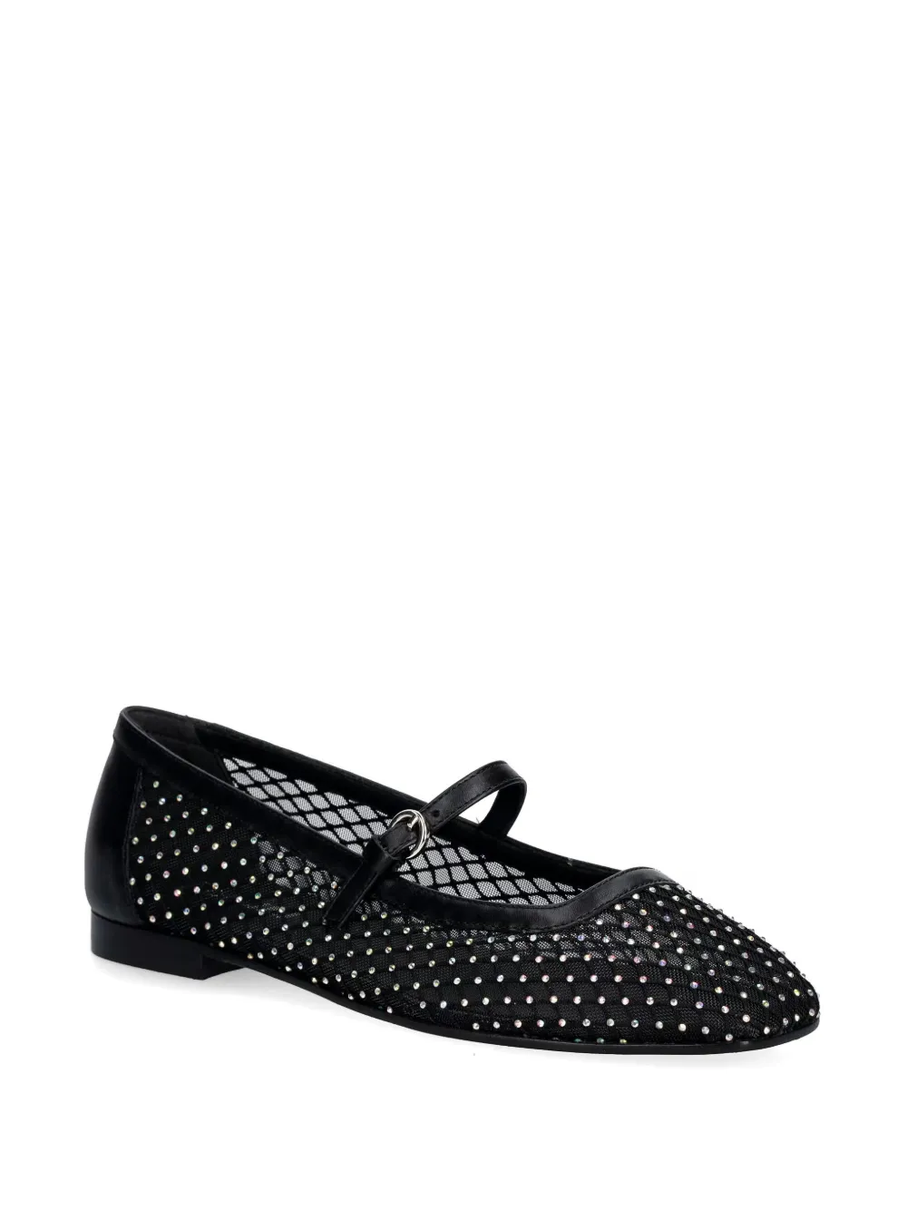 Pollini Nina crystal-embellished mesh ballet flats Zwart