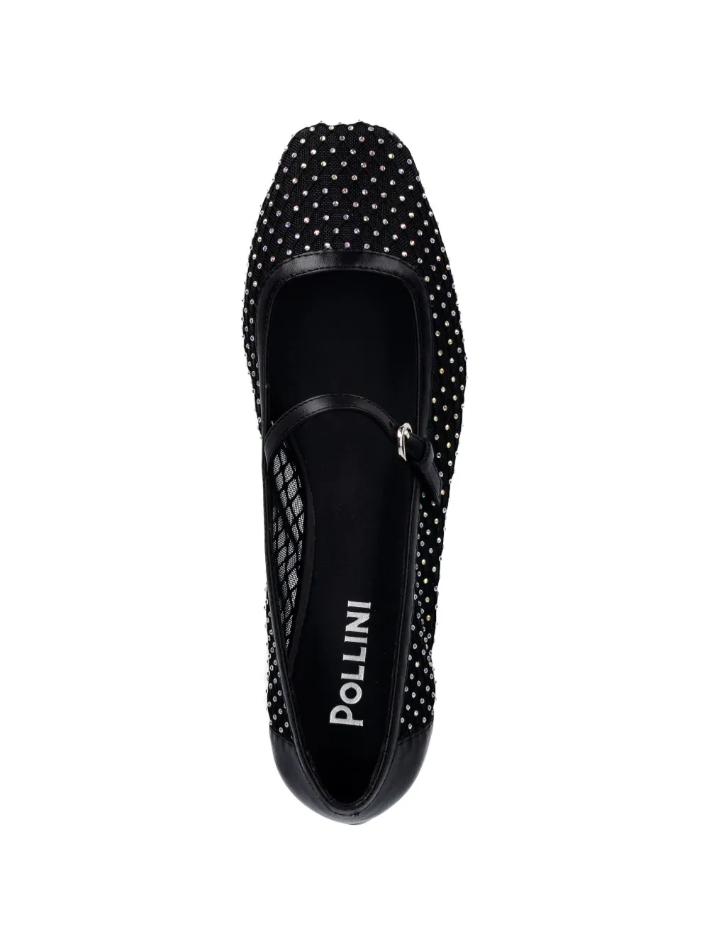 Pollini Nina crystal-embellished mesh ballet flats Zwart