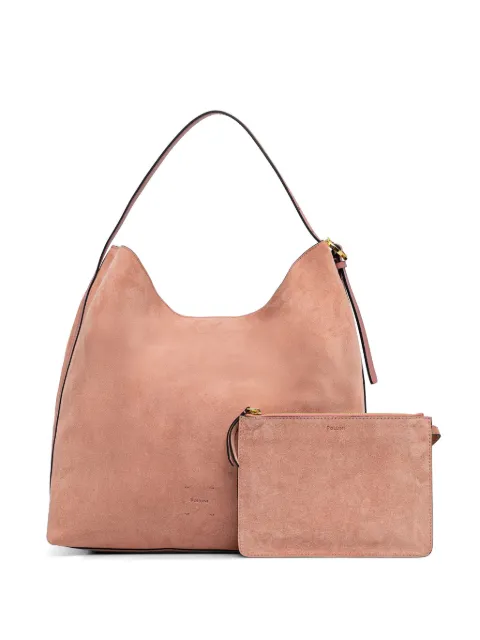 Pollini Viktoria suede pouch-detail tote bag