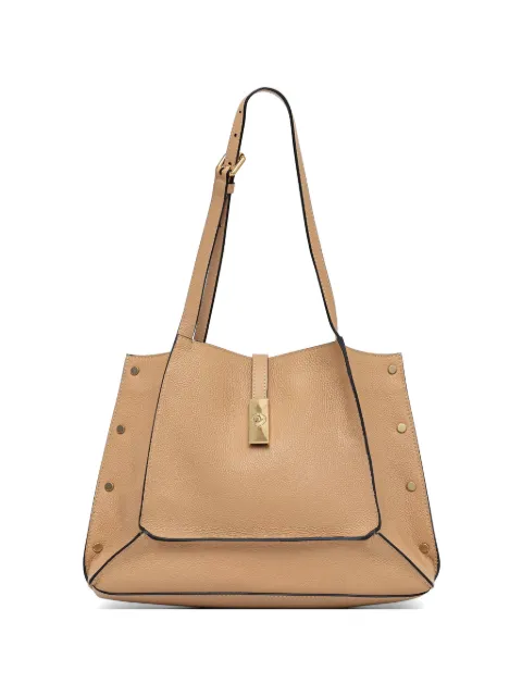 Pollini pebbled leather stud-embellished tote bag