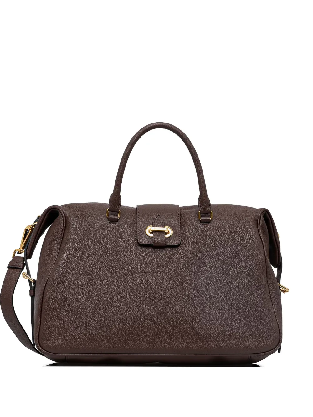 Pollini grained-effect logo-buckle cross-body bag - Marrone