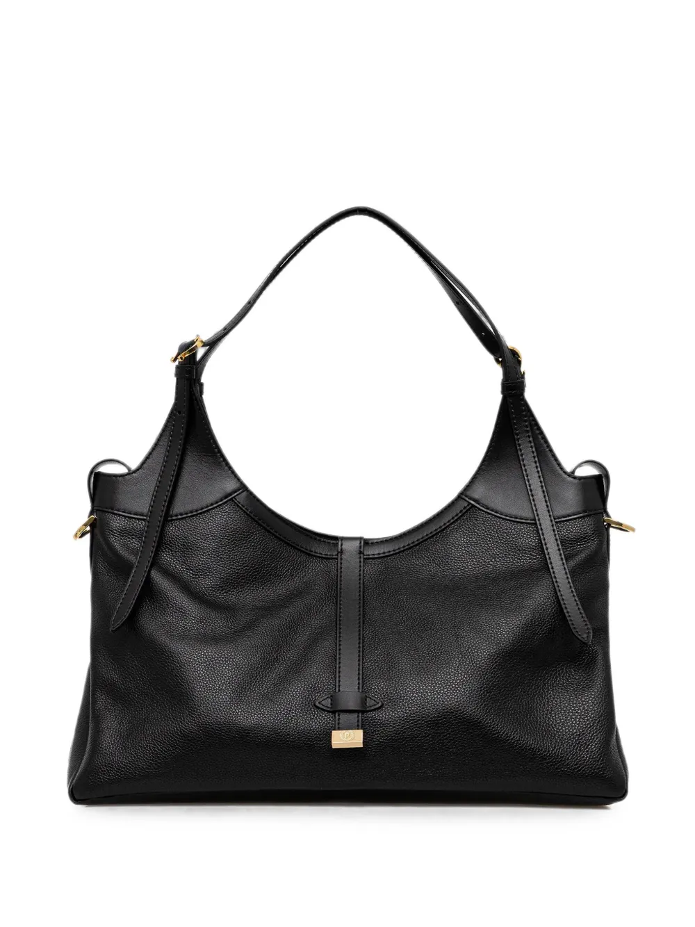 Pollini grained-leather buckle-detail tote bag - Nero
