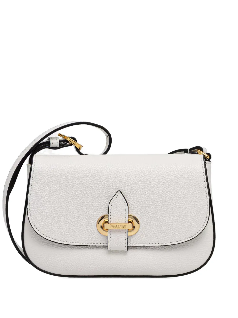 Pollini grained logo-plaque cross-body bag - Bianco