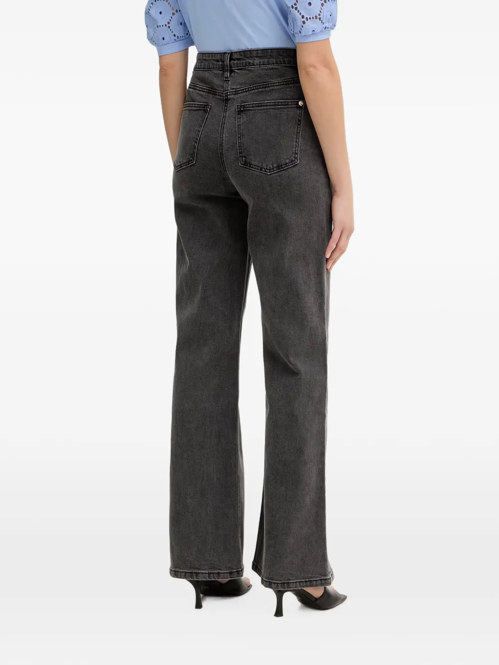 Morgan Jeans met wijde pijpen en strikbedel Grijs