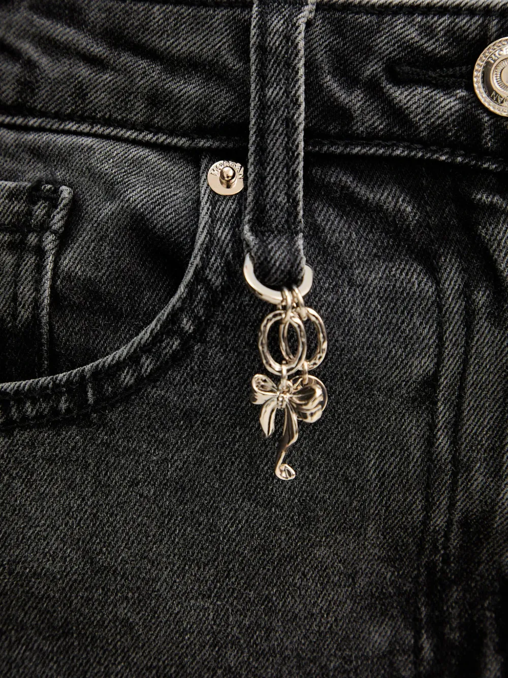 Morgan Jeans met wijde pijpen en strikbedel Grijs