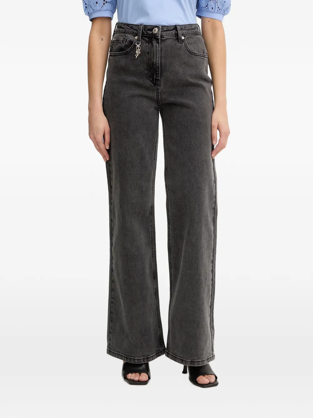 Morgan bow-charm wide-leg jeans - Grigio
