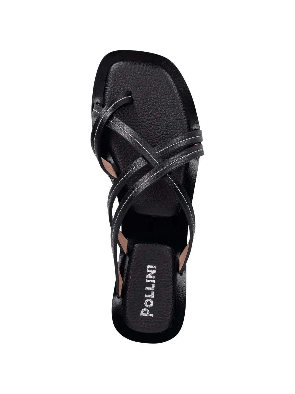 Pollini strappy contrast-stitch sandals Zwart
