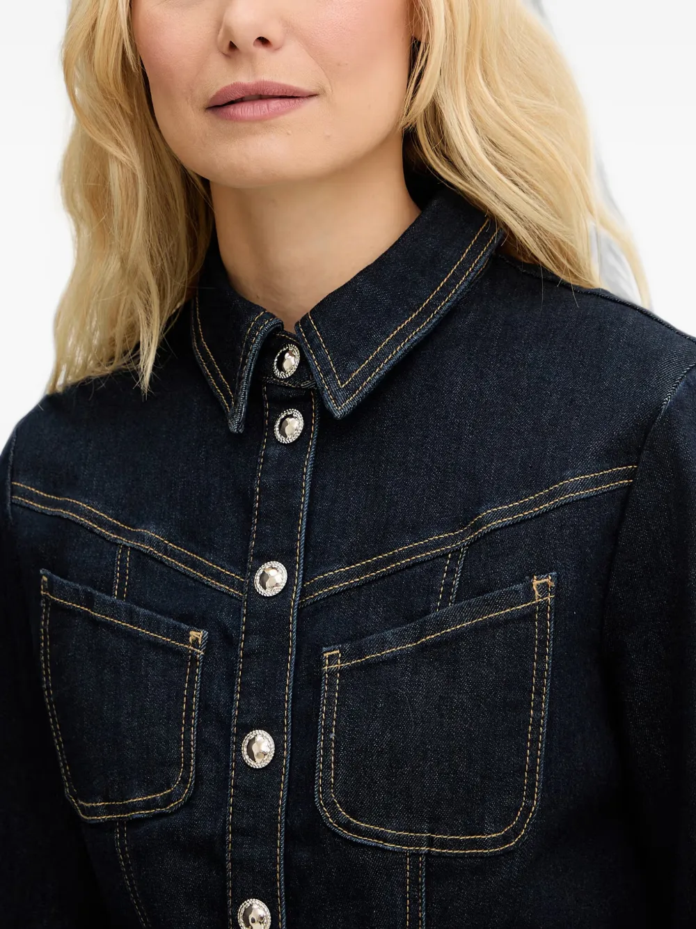 Morgan Denim button-up mini-jurk Blauw