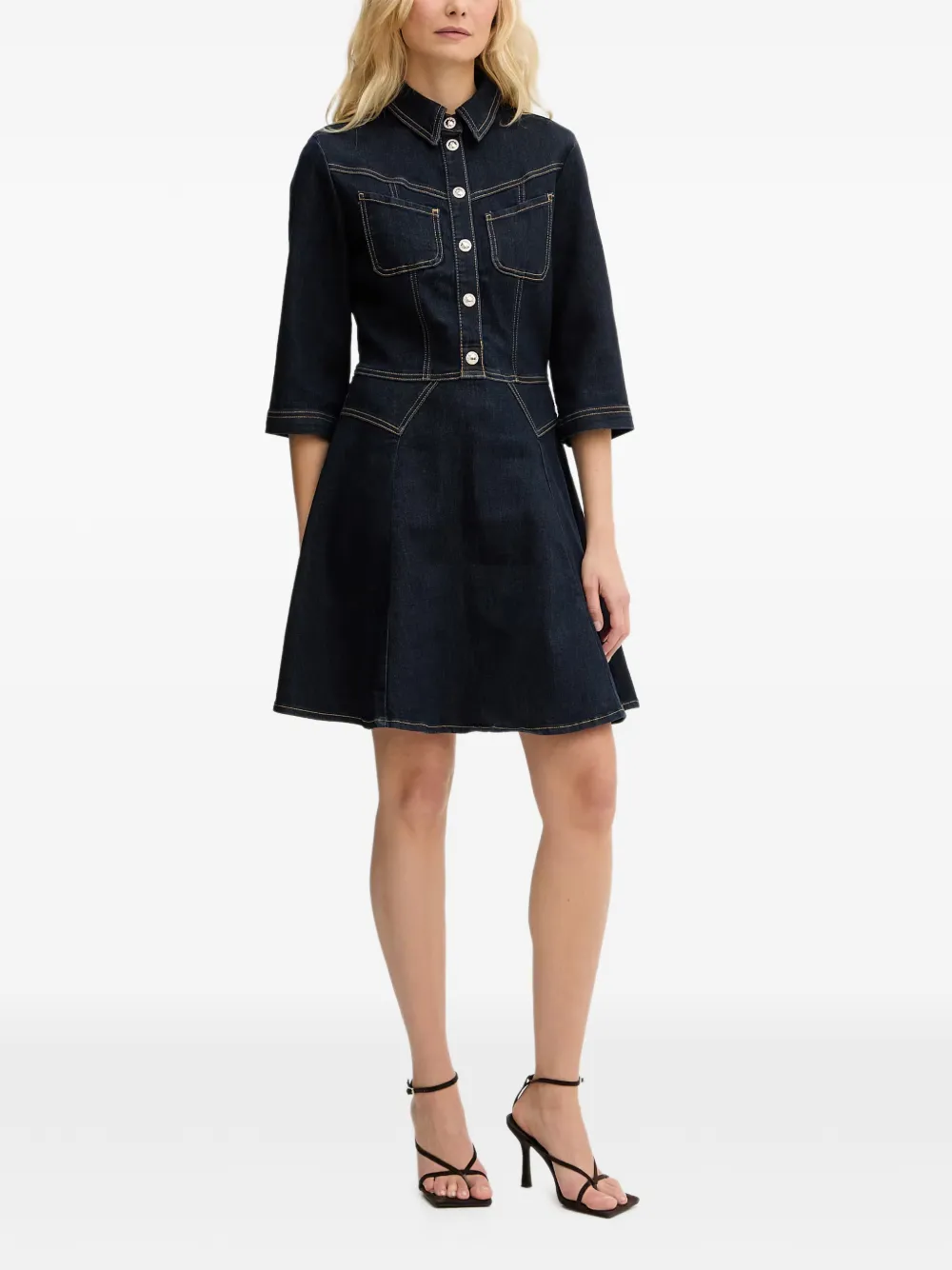 Morgan Denim button-up mini-jurk Blauw