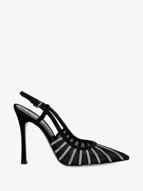 Pollini crystal-embellished mesh pumps