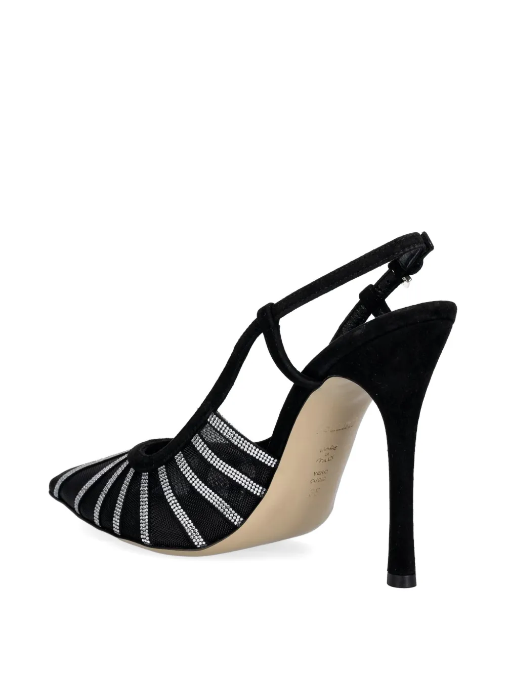 Pollini crystal-embellished mesh pumps Zwart