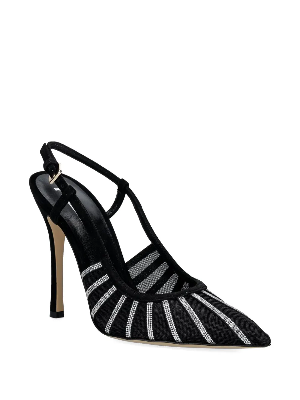 Pollini crystal-embellished mesh pumps Zwart