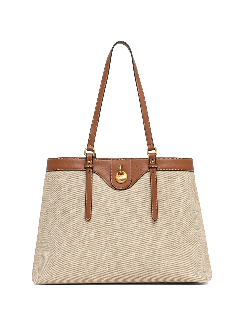 Pollini logo-plaque canvas tote bag - Toni neutri