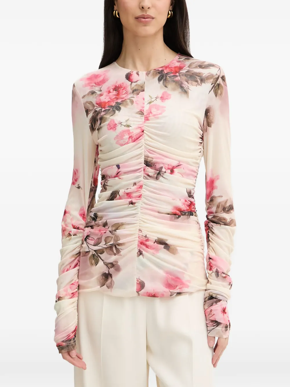 Silvian Heach floral-print ruched top - Toni neutri
