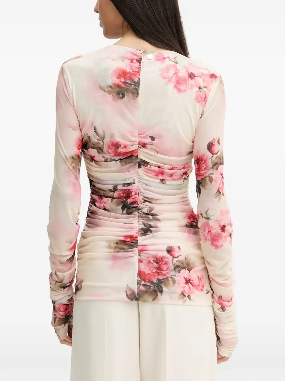 Silvian Heach Vanas top met bloemen-print en ruches Beige