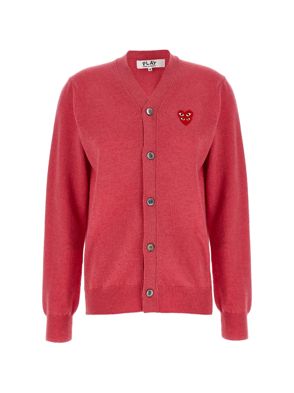 Comme Des Garçons Play Double Red Emblem Cardigan In Pink