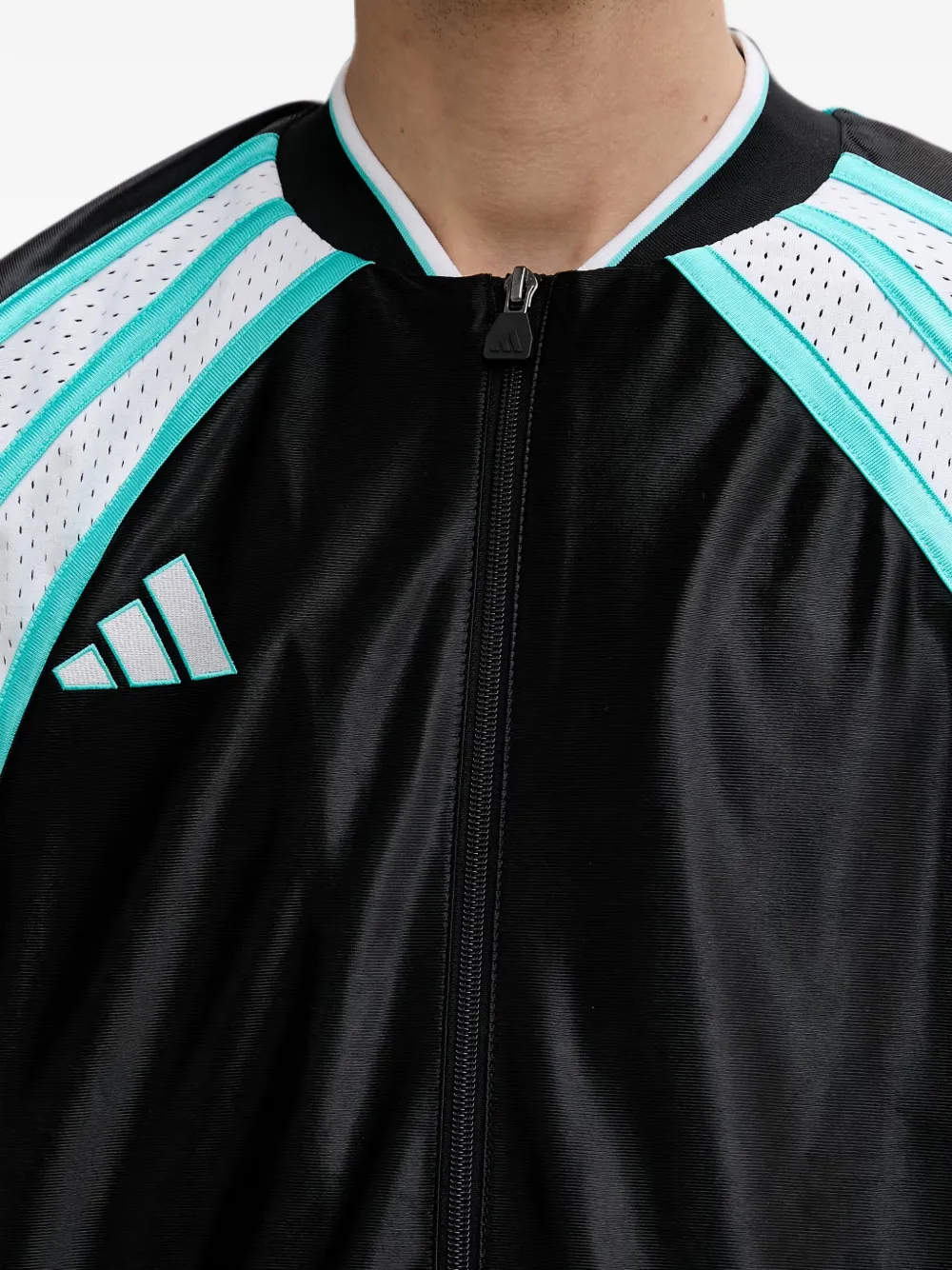 adidas Mercedes Las Vegas logo-print zip-up T-shirt Zwart