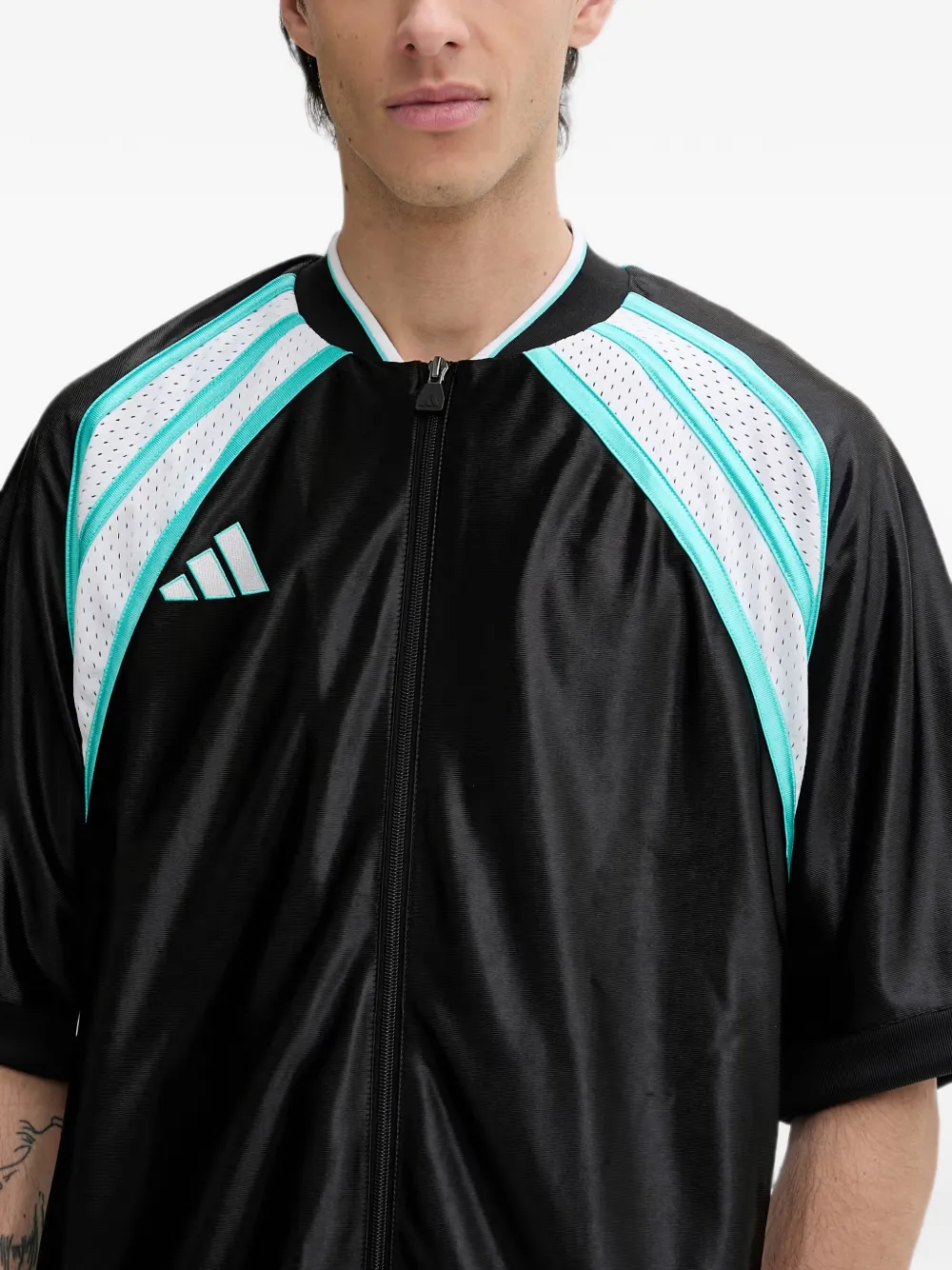 adidas Mercedes Las Vegas logo-print zip-up T-shirt Zwart