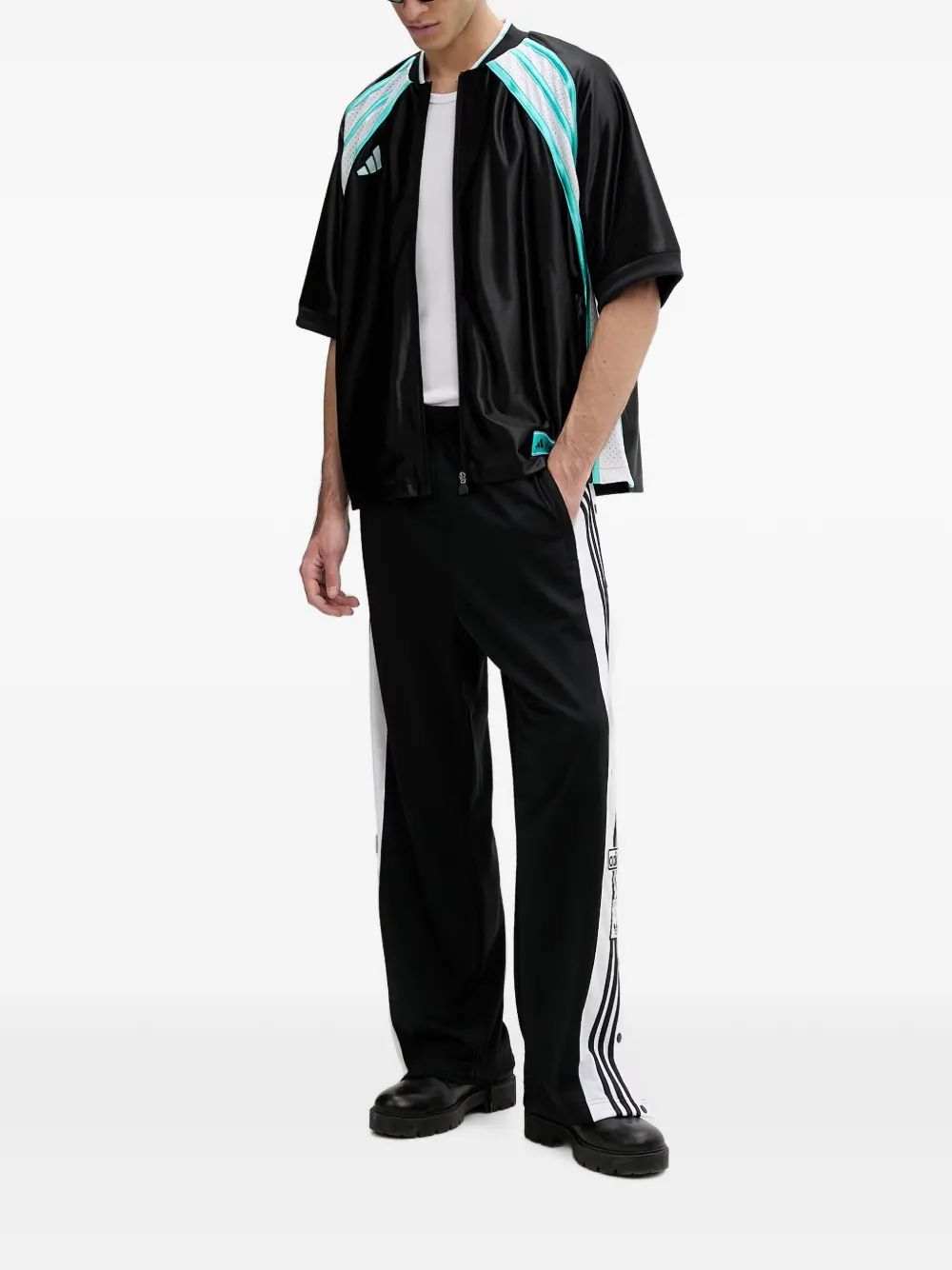 adidas Mercedes Las Vegas logo-print zip-up T-shirt Zwart