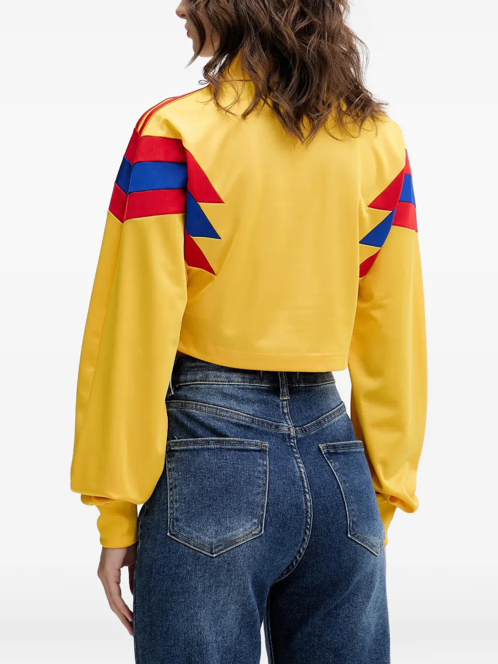 adidas logo-patch cropped top Geel