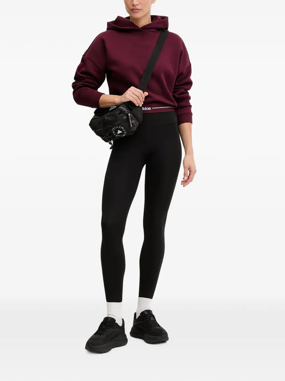 adidas logo-waistband cropped hoodie - Rot