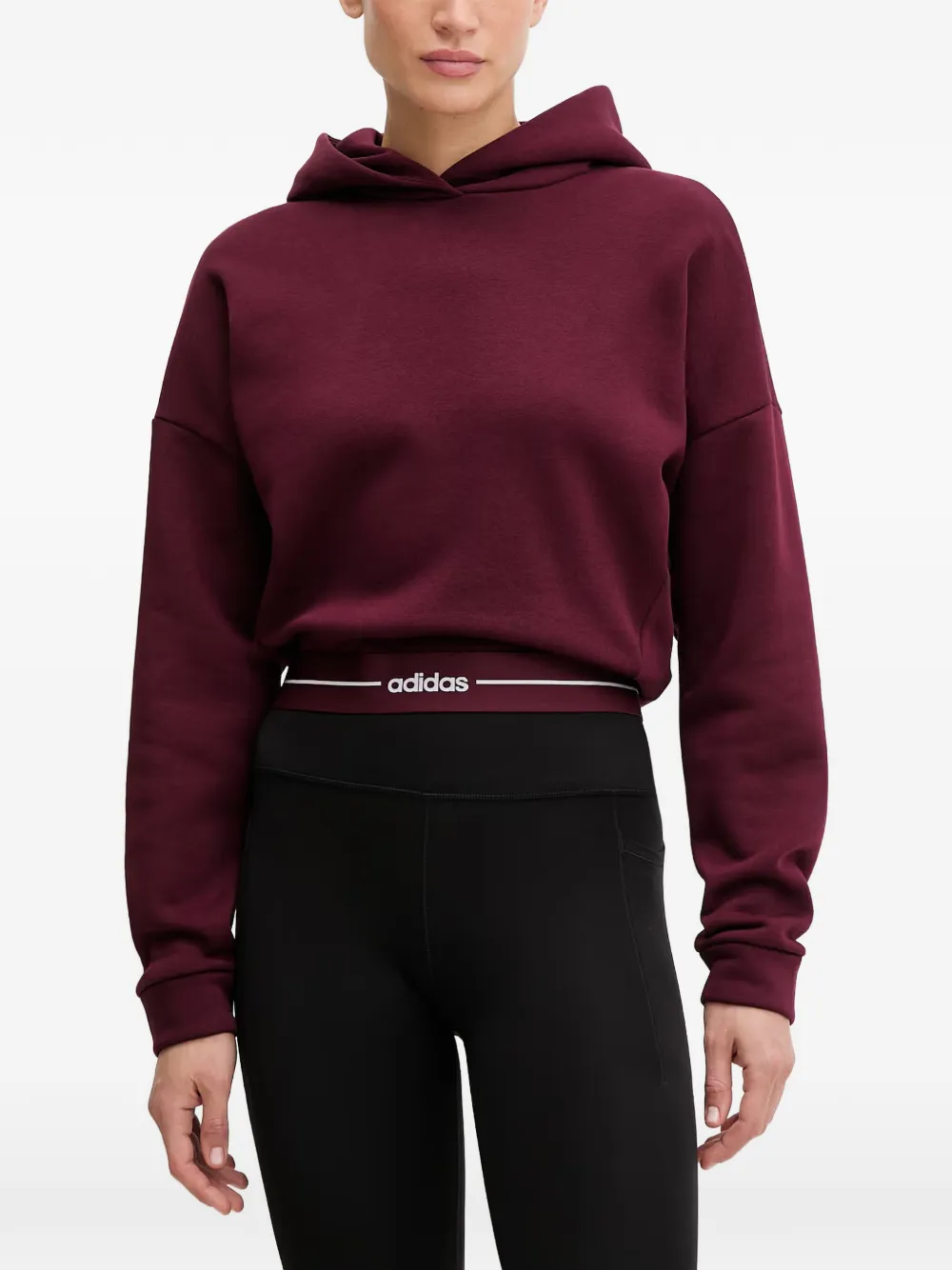 adidas logo-waistband cropped hoodie Rood