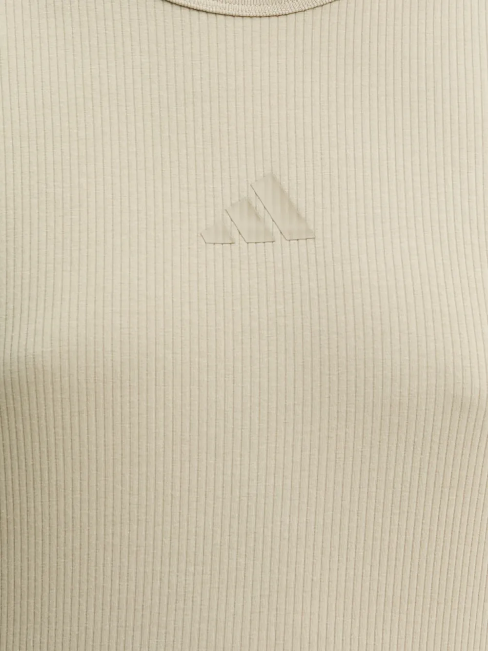 adidas ribbed-knit logo-patch midi dress Beige