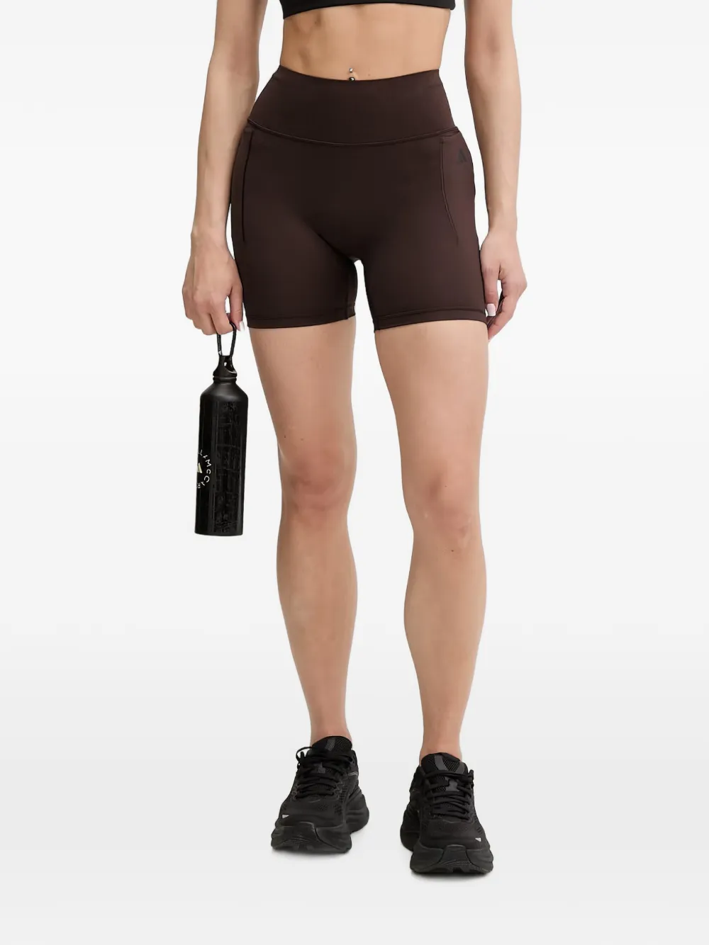 adidas Optimé logo-print high-waisted shorts - Brown
