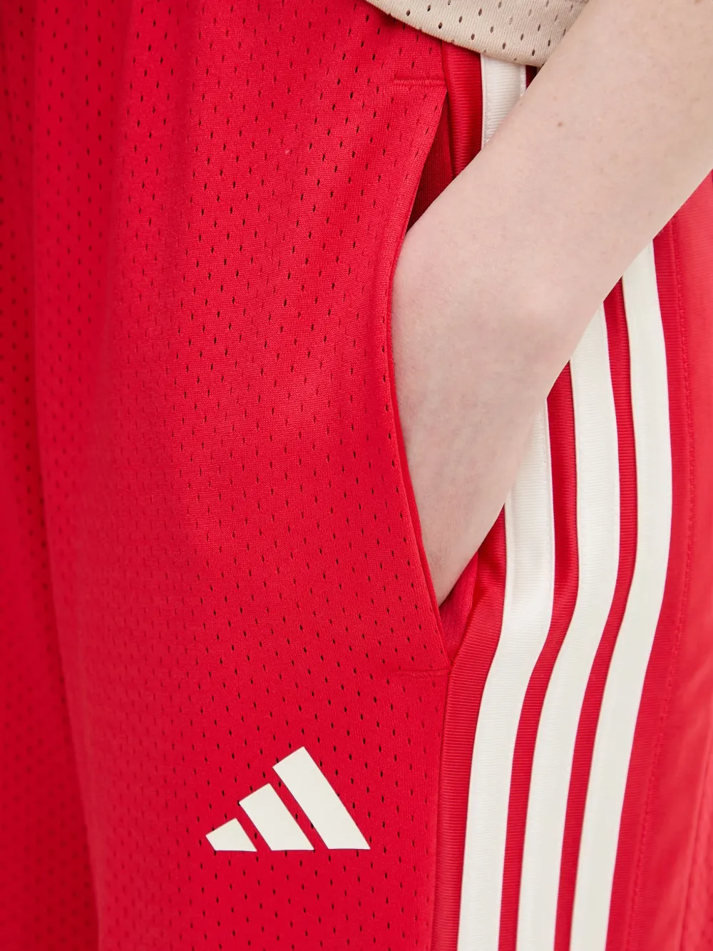 adidas mesh-knit stripe-detail track pants Rood
