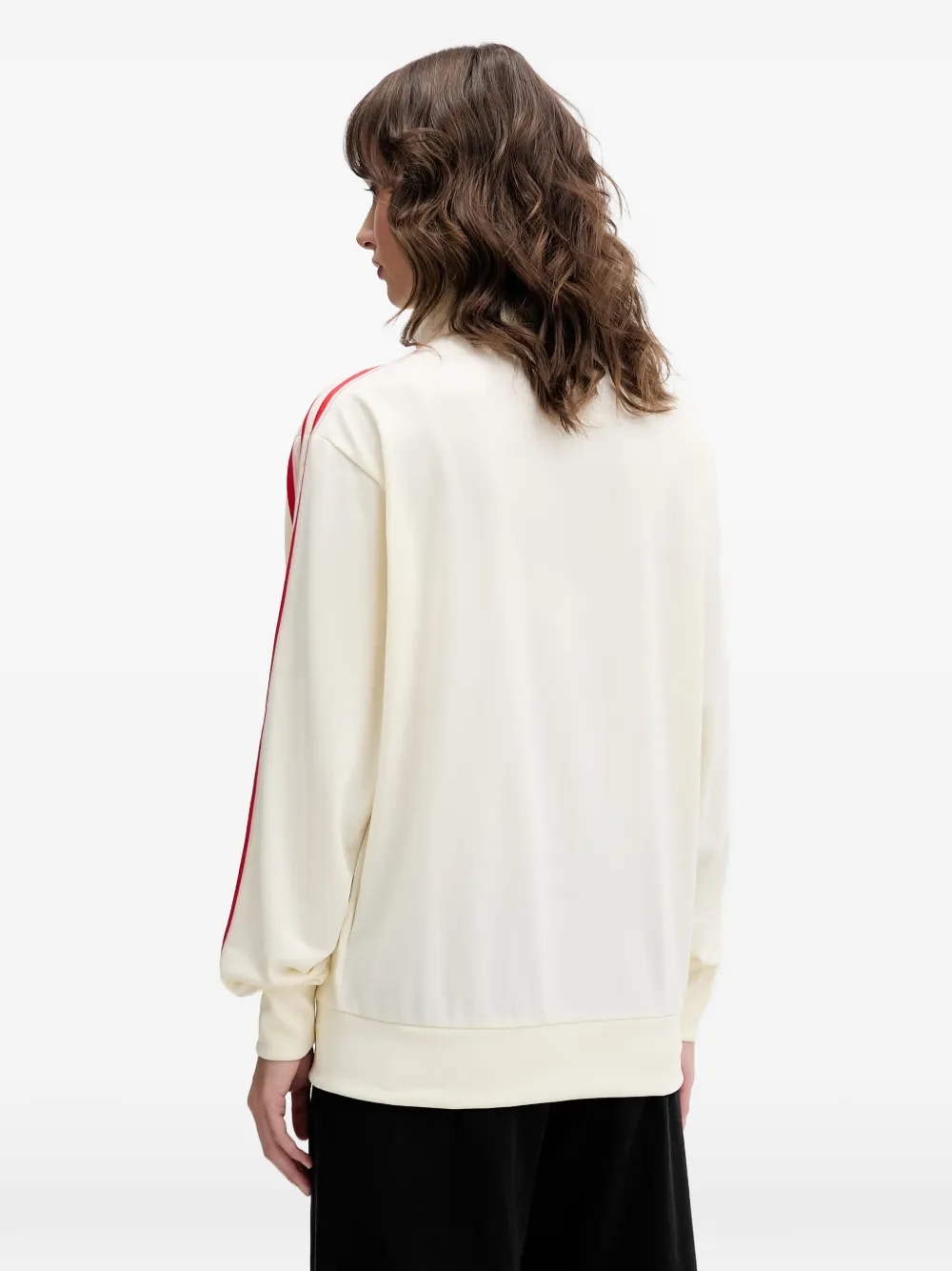 adidas heart-embroidered side-stripe jacket Beige