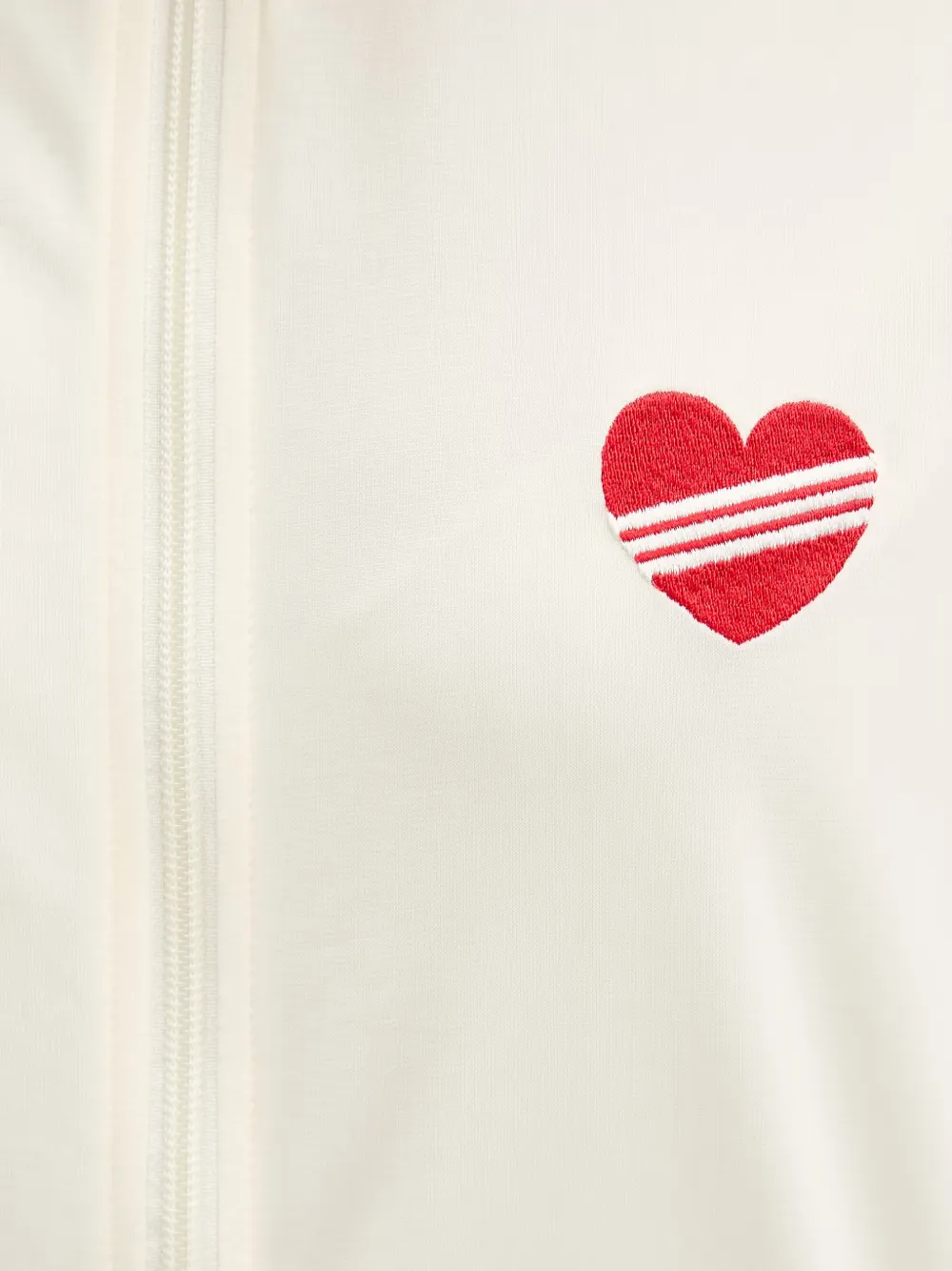 adidas heart-embroidered side-stripe jacket Beige