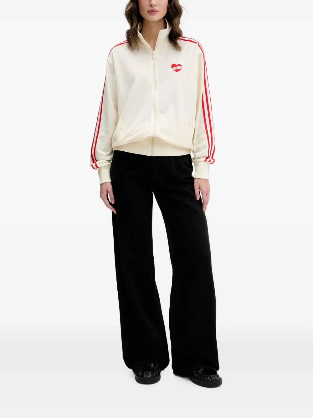 adidas heart-embroidered side-stripe jacket - Toni neutri