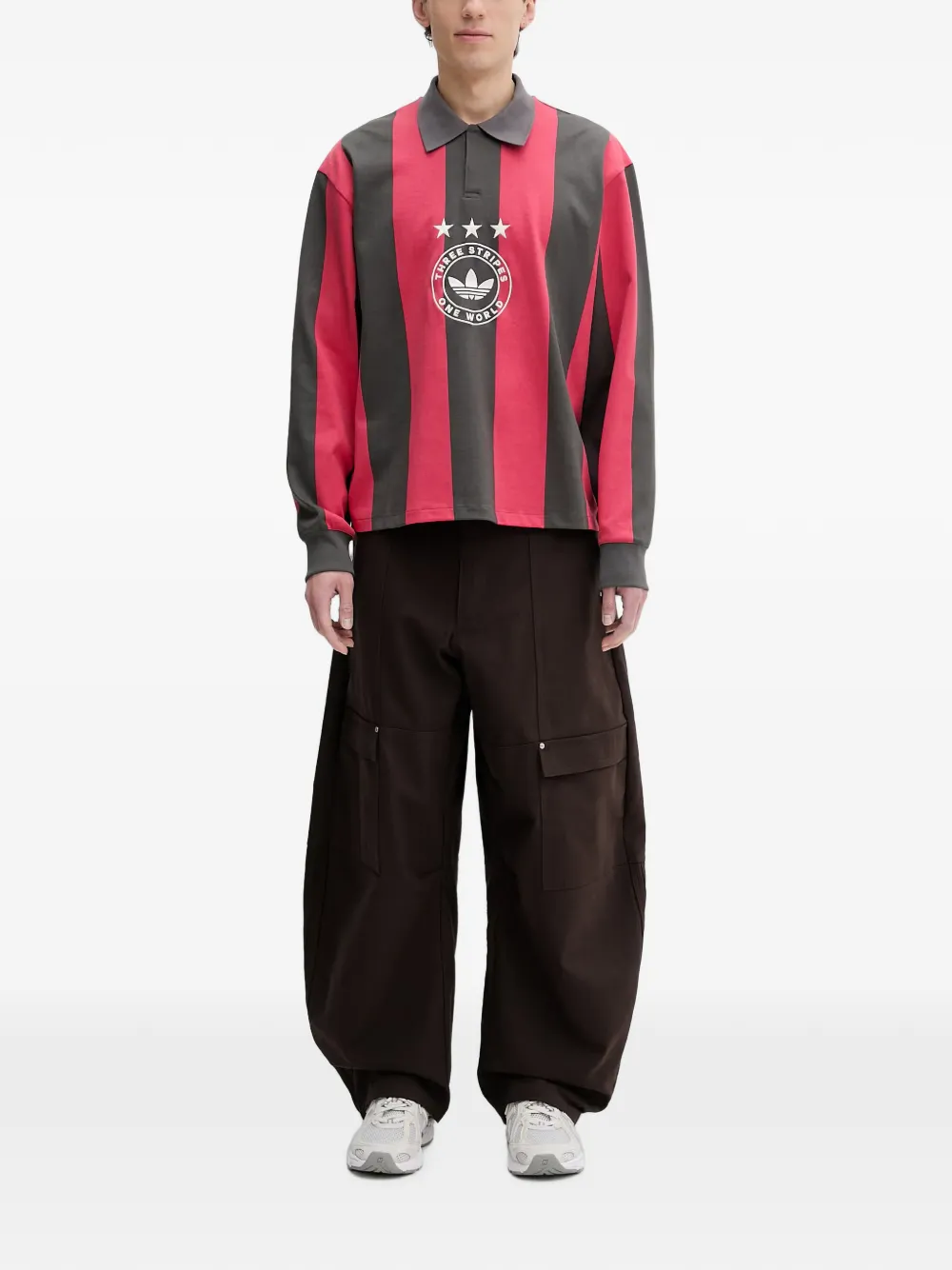 adidas Gestreept poloshirt Grijs