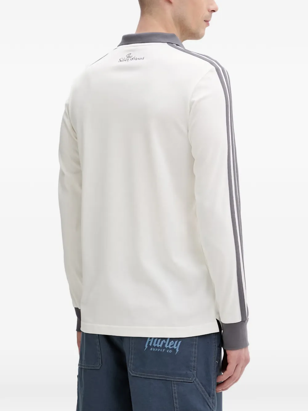 adidas Mercedes logo-embroidered long-sleeve polo shirt Beige