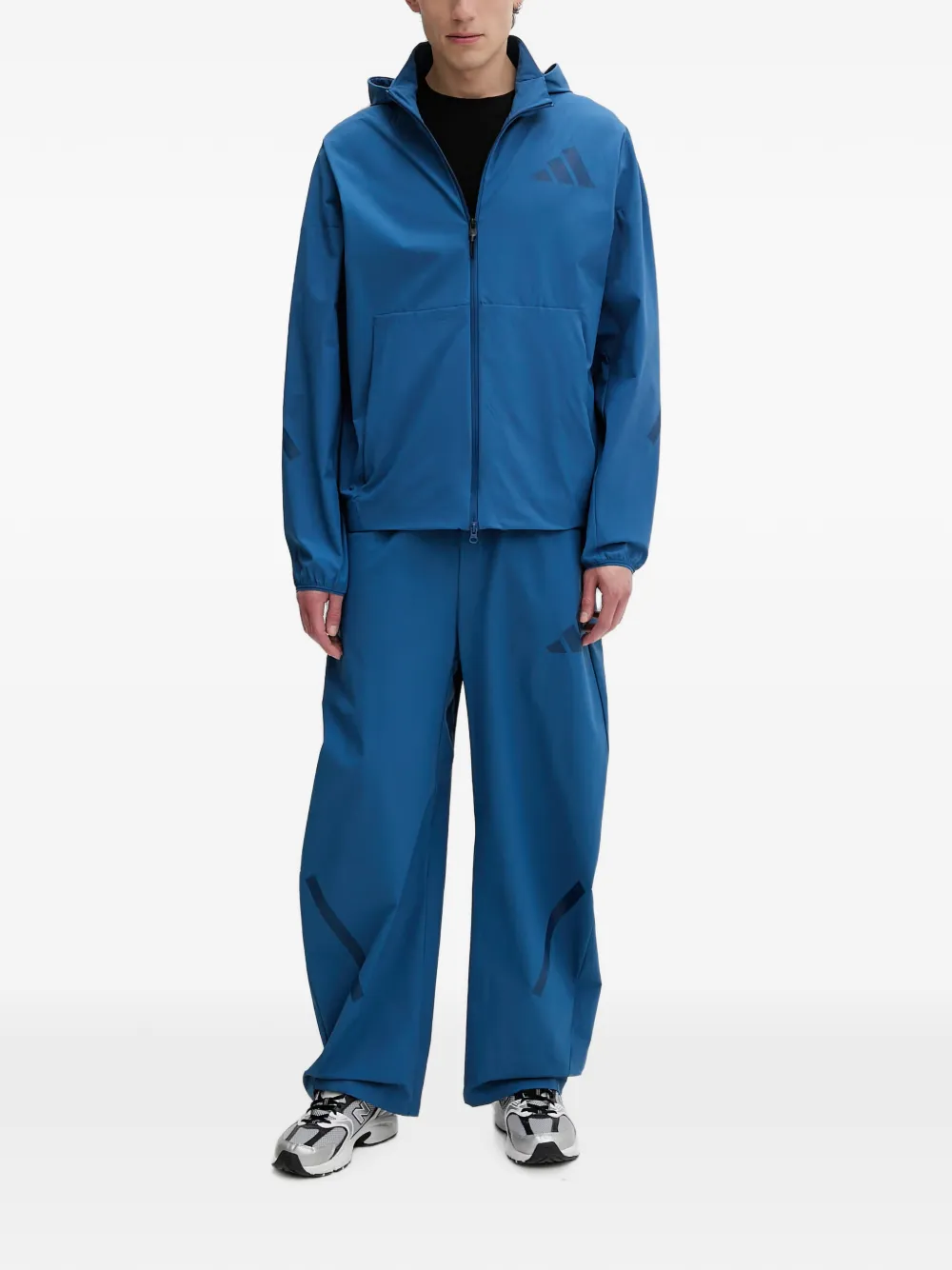 adidas logo-print wide-leg trousers Blauw