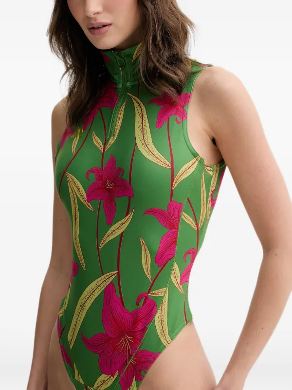Adidas x Farm Rio floral-print Sleeveless Bodysuit | Green