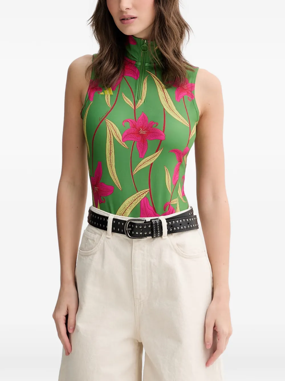 adidas x Farm Rio floral-print sleeveless bodysuit - Verde