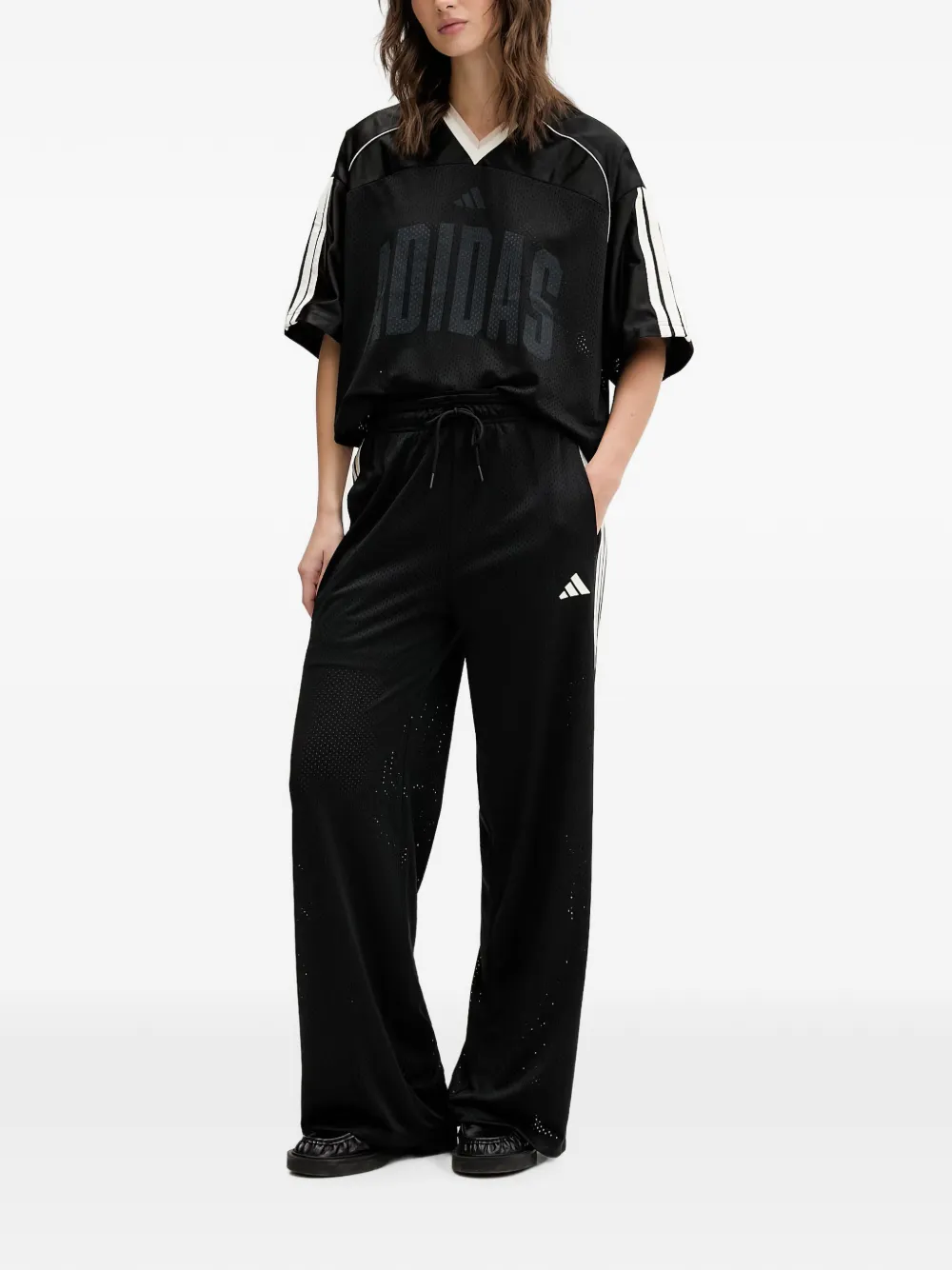 adidas Stadium side-stripe mesh track pants Zwart