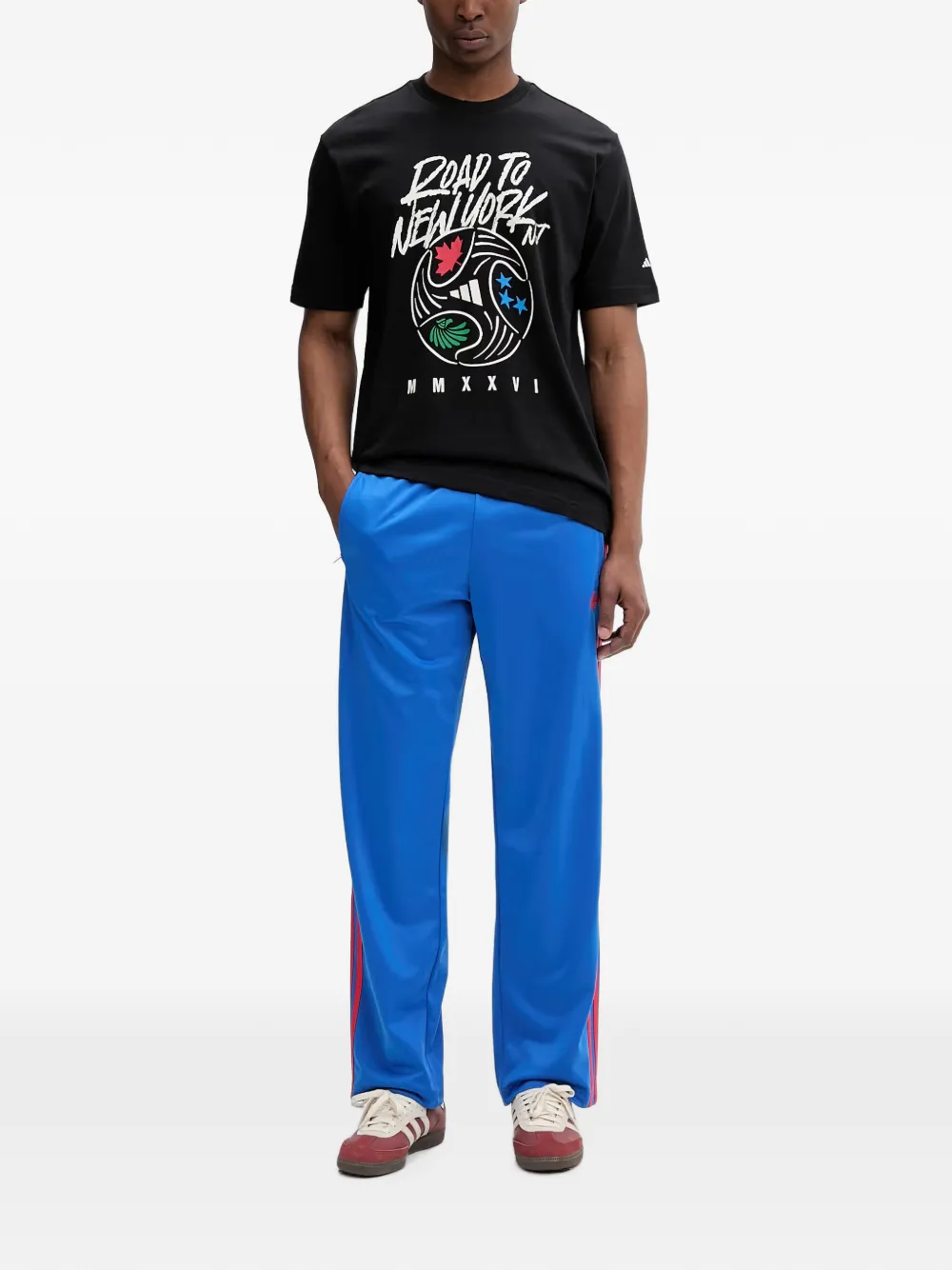 adidas Firebird logo-embroidered side-stripe track pants Blauw