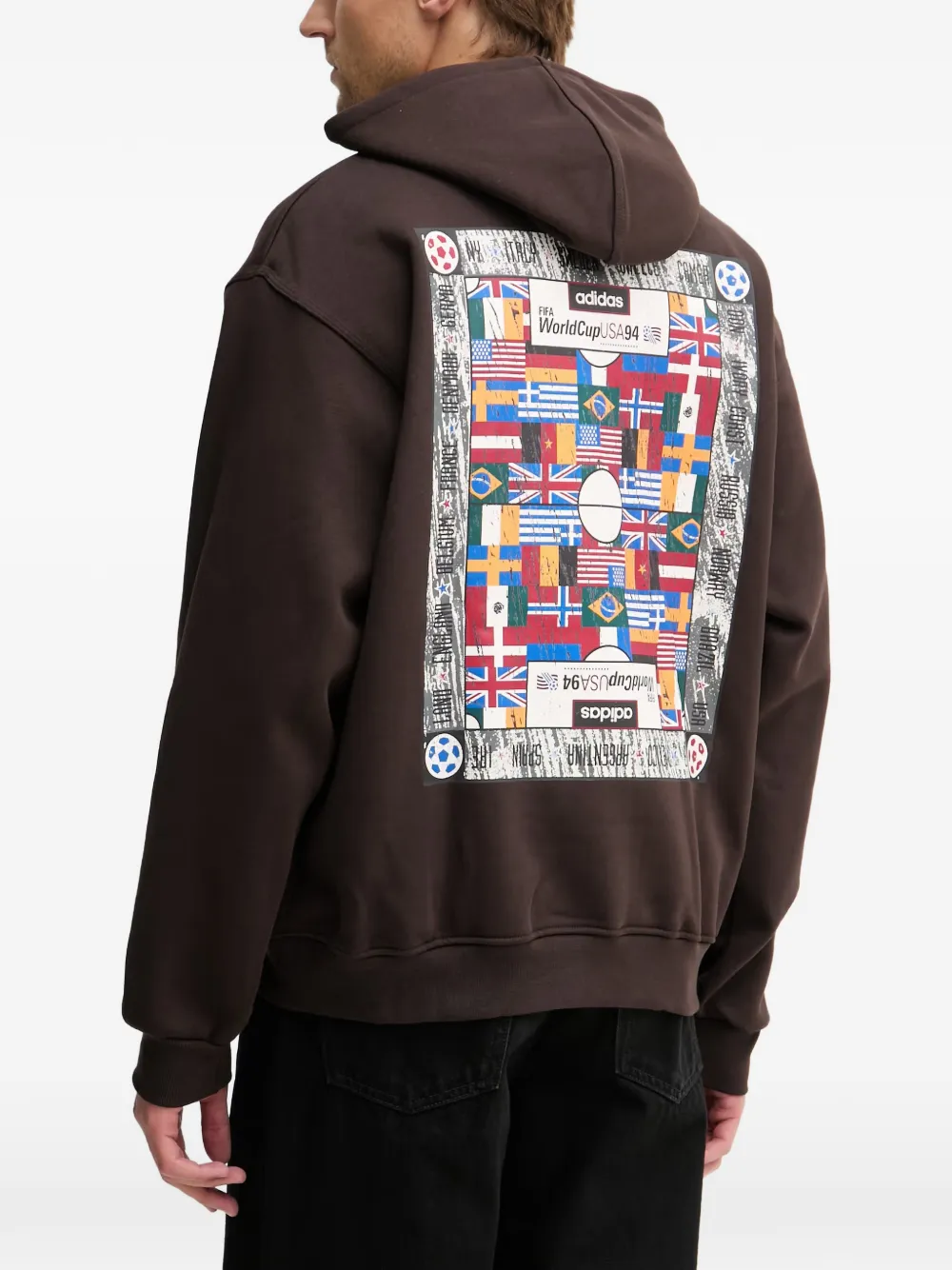 adidas Trefoil graphic-print hoodie Bruin
