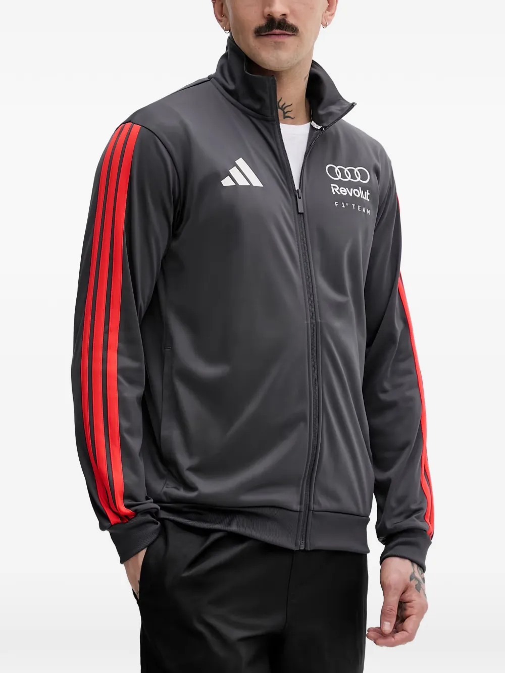 adidas Audi Revolut F1 Team logo-print zip-up jacket - Grigio