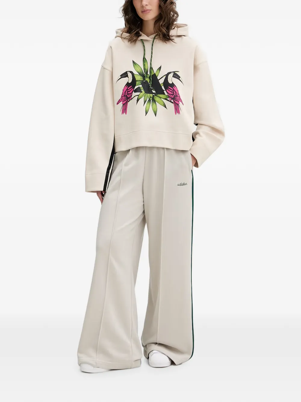 adidas toucan-print drawstring hoodie - Toni neutri