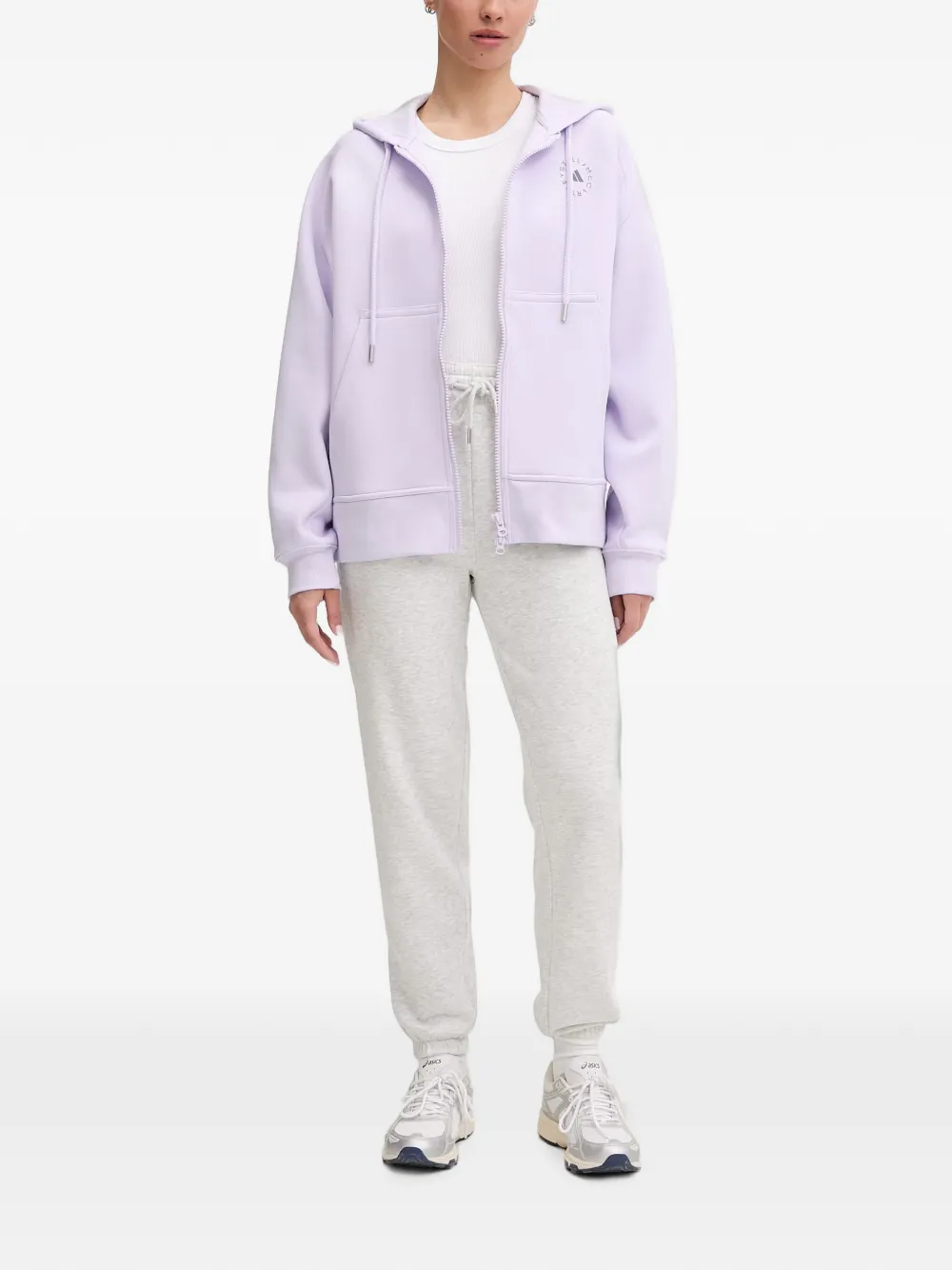 adidas by Stella McCartney logo-print zip-up hoodie - Purple