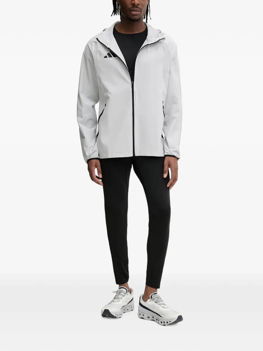 adidas Travel logo-print hooded jacket Grijs