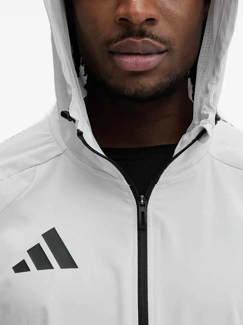adidas Travel logo-print hooded jacket Grijs