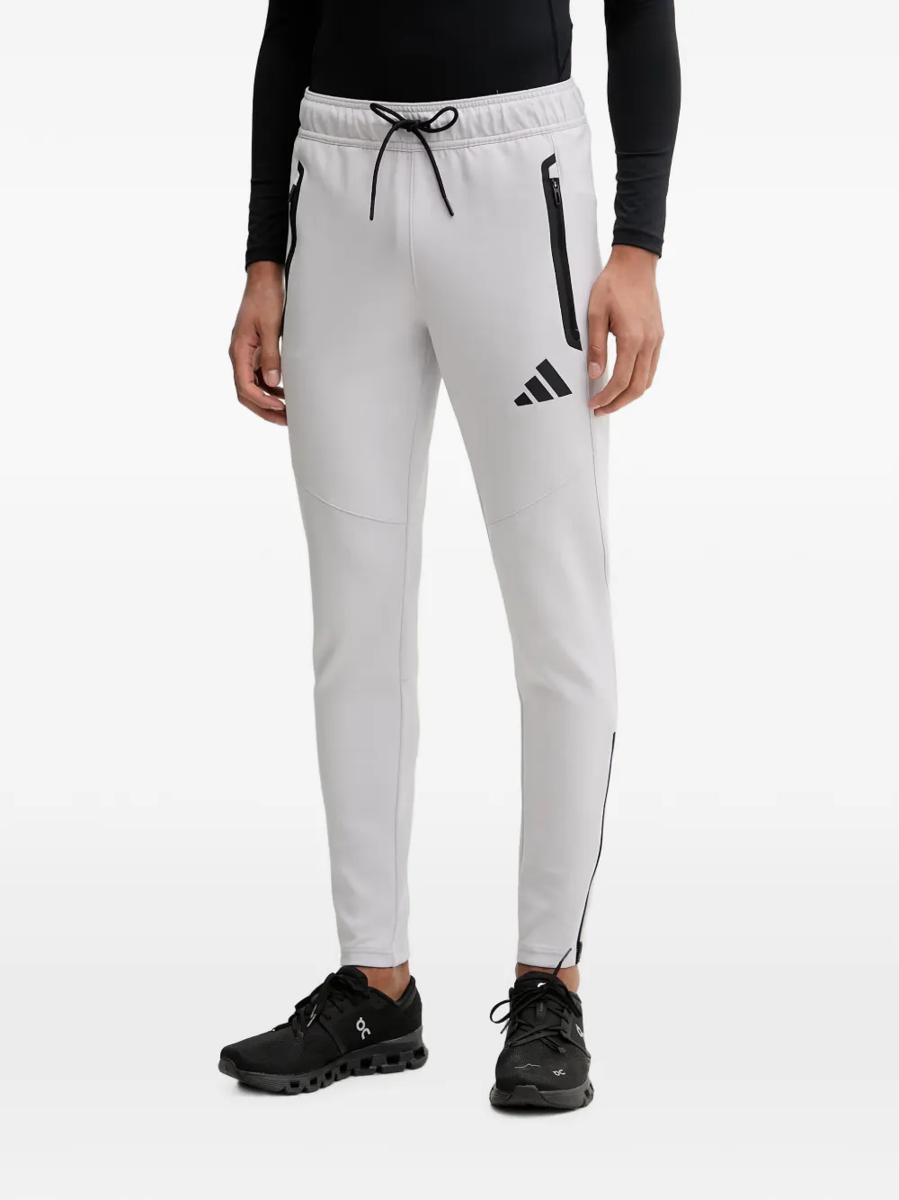 adidas logo-print zip-cuff track pants - Grau