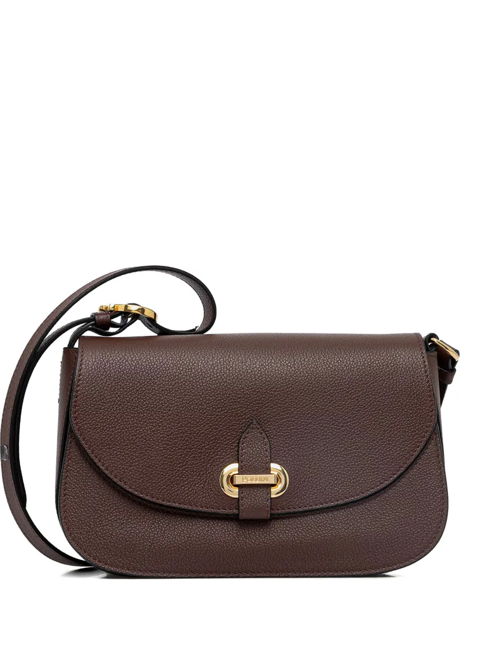 Pollini Fence grained logo-clasp cross-body bag - Marrone