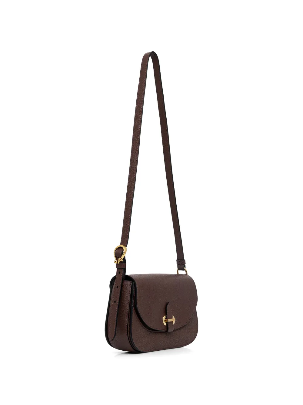 Pollini Fence grained logo-clasp cross-body bag - Marrone