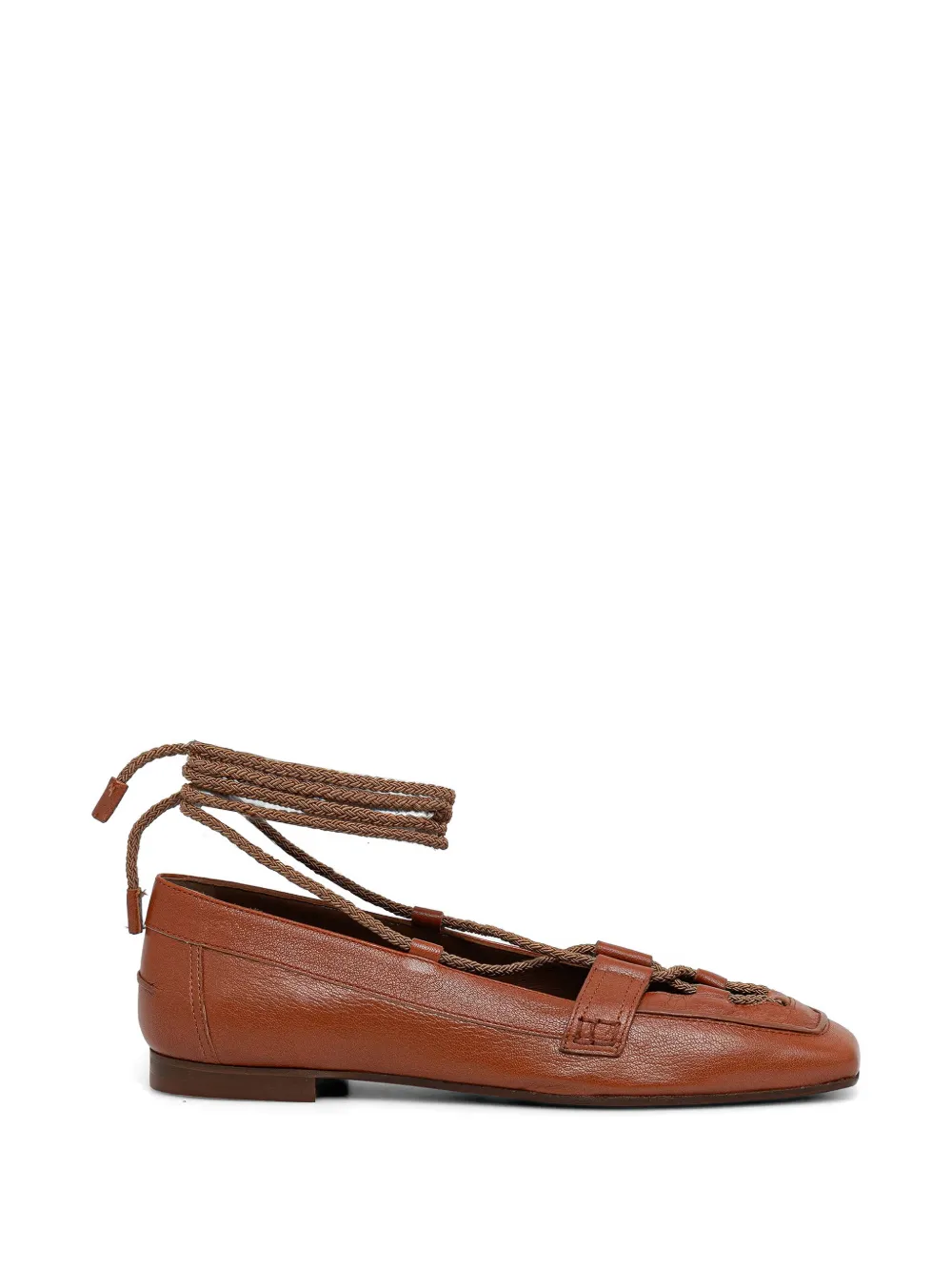 Pollini lace-up square-toe ballet flats - Marrone